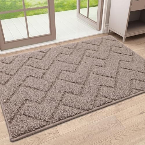 OLANLY Indoor Door Mat, 32x20, Dirt Resistant and Absorbent, Sturdy Non-Slip Rubber Backing, Easy to Clean, Washable Low-Profile Doormat for Entryway, Brown
