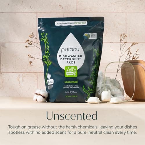 Puracy Dishwasher Pods, Dishwasher Detergent, Free & Clear Dish tabs - Enzyme-Powered, Spot & Residue Free - TikTok Trend Items, Must Haves from TikTok Made Me Buy It (Free & Clear, 50 Count) - Thumbnail 6