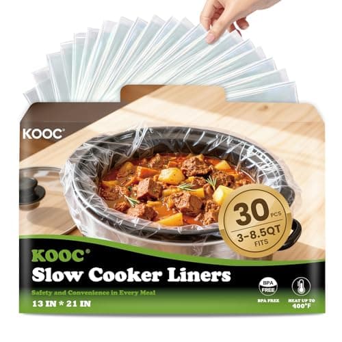 KOOC Slow Cooker Liners, 30 count 13" x 21" Large Size Cooking Bags Fits 3-8 Quart Pots, Disposable Cooking Trays Suitable for Oval & Round & Retangular Pot