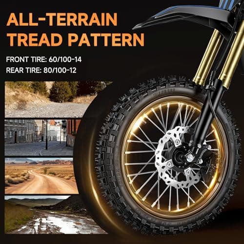 Oryxearth Electric Dirt Bike, 3000W Peak Motor 31mph Electric Motorcycle for Teens Adults, 48V 20Ah Removable Battery, Dual Hydraulic Brakes, Front & Rear Suspension Off-Road Ebike with 3-Speed Modes - Thumbnail 6