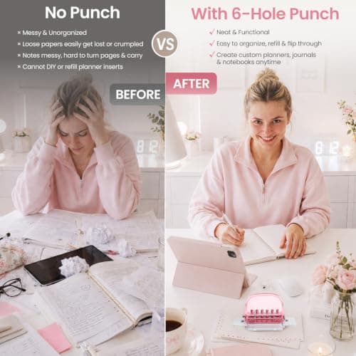 Spiral Binding Machine, Portable 6-Hole Mini Hole Punch,Comb Binder for Letter Size, A4,A5,B5,DIY Creative Book Binder Loose Paper for Organized Reports,Scrapbooks,Household Documents,Family Cookbook - Thumbnail 3