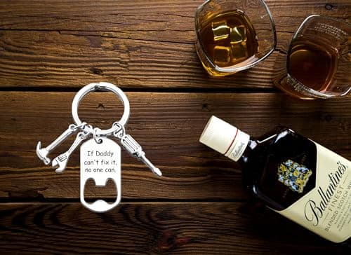 Ediseng Bonus Dad Birthday Gifts from Daughter Wife Son,Personalized Keychain for Dad/Stepdad,Cool Keychain with Bottle Opener,Screwdriver,Hanmmer and Wrench (silver) - Thumbnail 4
