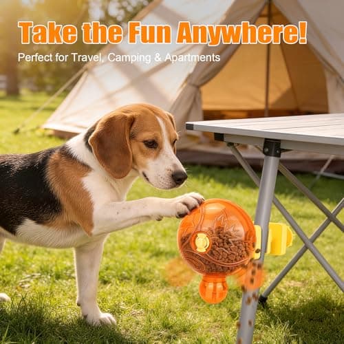 AOFANPET Cat Slow Feeder Puzzle Toy with Clamp Mount, Interactive Spinning Ball Treat Dispenser, Adjustable Feeding Openings for Dry Food, Enrichment Food Dispenser for Indoor/Outdoor, Cats/Small Dogs - Thumbnail 3