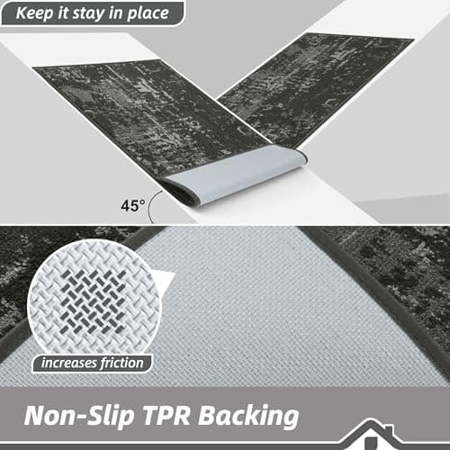 BEQHAUSE Dirt Trapper Door Mat 24" x 36", Non-Slip Doormats Washable Entryway Rugs, Stain Resistant Dog Door Mats Absorbent Welcome Floor Mat for Front Back Door, Mud Wet Shoes & Paws, Dark Grey - Thumbnail 4