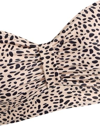 ZAFUL Women Leopard Bikini Top - Supportive Ruched Swim Top Only 2025 Retro Bathing Suit Tops for Large Bust (Leopard XXL) - Thumbnail 4