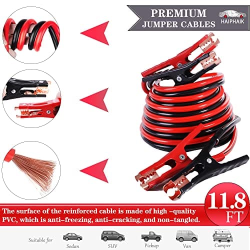 HAIPHAIK Car Emergency Kit,Emergency Roadside Kit for Car,Car Accessories for Women or Men,Car Safety Kit with Jumper Cables 11.8 FT,Tow Strap,Folding Survival Shovel,Roadside Emergency Kit - Thumbnail 2