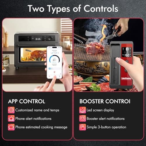 CaloriMastery Wireless Smart Bluetooth Meat Thermometer Digital for BBQ, Grill, Oven, Smoker, 500ft Range Cooking Thermometer with Ultra-Thin Wireless Meat Probe, Perfect for Steak, Chicken, Turkey - Thumbnail 5