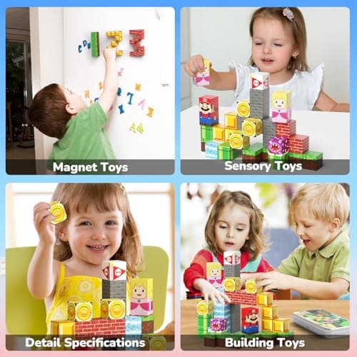 MEIQ Mini Magnetic Blocks STEM Toys for Kids Ages 3-8, 35PCS Travel Building Set with Magnetic Storage Tin Box, Educational Construction Toys for Toddlers, Preschool Birthday Gift for Boys & Girls - Thumbnail 4