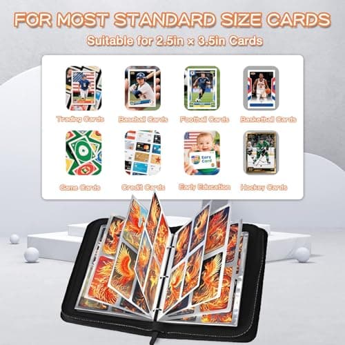 Trading Card Binder 400 Pockets, TCG Card Album for Standard Size Game Cards, Sports Card, Fits 400 Cards with 50 Removable Sleeves, Portable Card Book for Collectors, Glacial Alpha 400p - Thumbnail 4