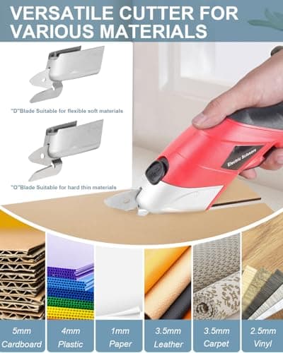 Father Day Gifts from Daughter Son Wife for Dad, Cordless Electric Scissors Cardboard Cutter 4V Powerful Box Cutter with 2 Blades Rechargeable Shears for Cutting Fabric Carpet Leather for DIY Lovers - Thumbnail 3