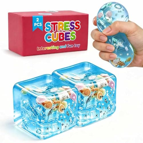 Realistic Ice Cube Squishy Toy - 2 Pack Clear Stress Relief Fidget Toy for Teens & Adults, Soft TPR Sensory Squeeze Toy for Anxiety Relief, Cool Office Desk Decor & Party Favors, Durable & Washable