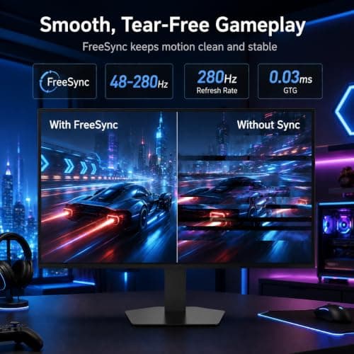 Deco Gear 27 QHD OLED Gaming Monitor | 280Hz 0.03ms Response, HDR400, Adaptive Sync, 99% sRGB, 1.5M:1 Contrast, Borderless Design, Height Adjustable Stand, HDMI 2.1, DisplayPort 1.4 - Thumbnail 4