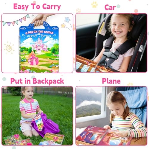 Reusable Sticker Book for Girls,Puffy Stickers Activity Book for Toddlers,Learning Toys for 4 5 6 Year Old Girl Princess Story Books,Kids Travel Toys for Airplane Road Trip,Christmas Birthday Gifts - Thumbnail 6