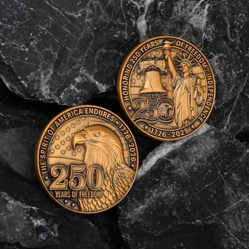 America 250th Anniversary Commemorative Coin,Patriotic Bald Eagle,Liberty Bell & Statue of Liberty Token Honoring U.S. Independence,1776–2026 Patriotic Freedom Challenge Coin - Thumbnail 3
