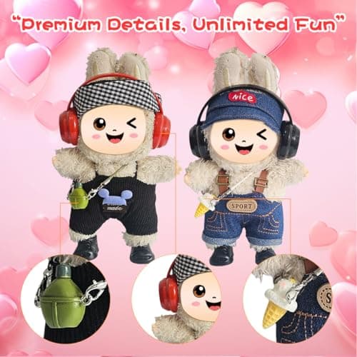 33 Pack Compatible for Labubu Clothes Outfits,Premium Labubu Accessories Case Shoes for 17cm Dolls,Labubu Birthday Party Decoration- Includes 6-Pack Doll Clothes Sets,Camera,Sunglasses (Cool, 17cm) - Thumbnail 5