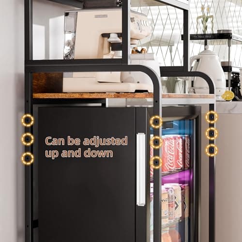 HAAYOT 4-Tier Mini Fridge Stand with Storage, 25.9" Industrial Storage Rack for Kitchen Dorm, Rustic Brown - Thumbnail 6