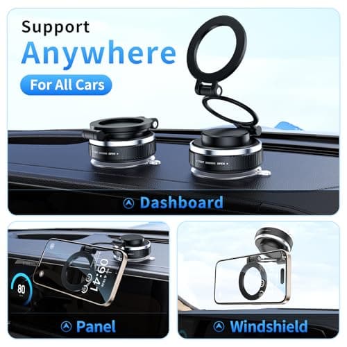 LENEZEN 2025 Upgraded Vacuum Magnetic Phone Holders for Your Car, 360° Adjustable Foldable Magsafe Suction Cup Phone Mount for iPhone [98+LBS Suction+4200gf Magnet] Car Truck Accessories for Men Women - Thumbnail 2