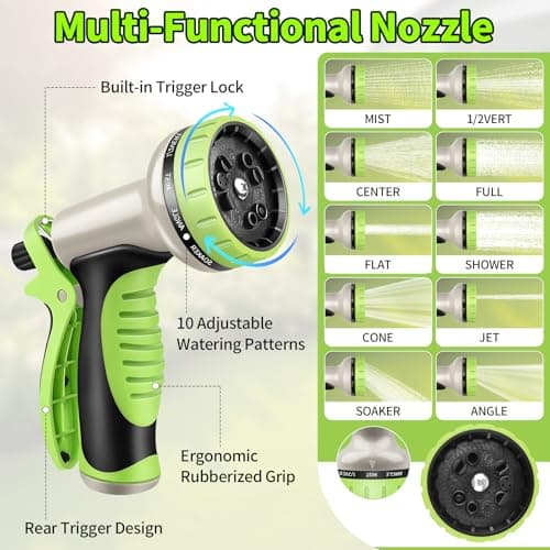 GOXAWEE Garden Hose 100FT, Stainless Steel Heavy Duty Water Hose With 10 Function Nozzle, No-Kink, Tough & Flexible, Sturdy and Lightweight, Rust Proof for Yard, Outdoor, RV - Thumbnail 4