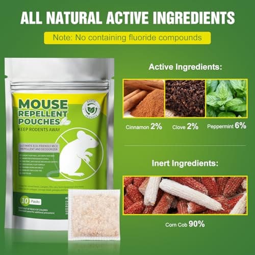 Mice Repellent Pouches, Peppermint Oil Rodent Repeller, Natural Pest Control for Rats Squirrels Insects, Indoor Outdoor Mouse Deterrent, Pet & Family Safe Alternative to Traps & Poison, 10 Packs - Thumbnail 2