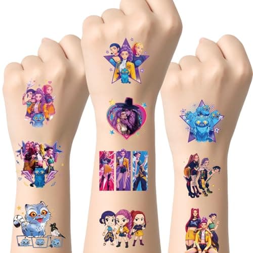 50pcs Demon Moives Hunters Temporary Tattoos for Kids, Cartoon Body Tattoo Stickers, Birthday Party Favors, DIY Activity Supplies - Image 1