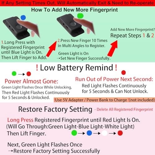 Bstsilver Fingerprint Refrigerator Lock Child Safety No Drill, Smart Biometric Latch for Cabinet Freezer Drawer Window, RV Fridge Lock Babyproofing 20 User for Kids Toddler Adult Cat Dog, with USB Key - Thumbnail 6