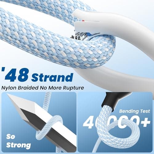 Jogrytece Upgrade 4 in 2 Multi Charging Cable, USB C Cable with 3 X Type-C/IP, Travel Holiday Essentials Phone Charger Cord for iPhone 17/16/15/14, Galaxy, Android (2Pack 5FT) - Thumbnail 4