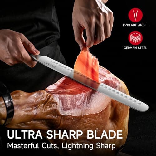 KEEMAKE Brisket Knife, 12‘’ Carving & Slicing Knife with Ergonomic Handle, German High-Carbon Steel, Sheath Included, Razor Sharp for Meat, Roasts, BBQ, Turkey, Grilling Gifts for Men - Thumbnail 3