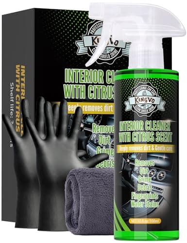 Kingvo Car Interior Cleaner Spray, Multipurpose Leather Seat Cleaner Upholstery Car Cleaning Kit with Citrus Flavor Auto Dashboard Vinyl Detailing Supplies Kit,10 OZ - Image 1