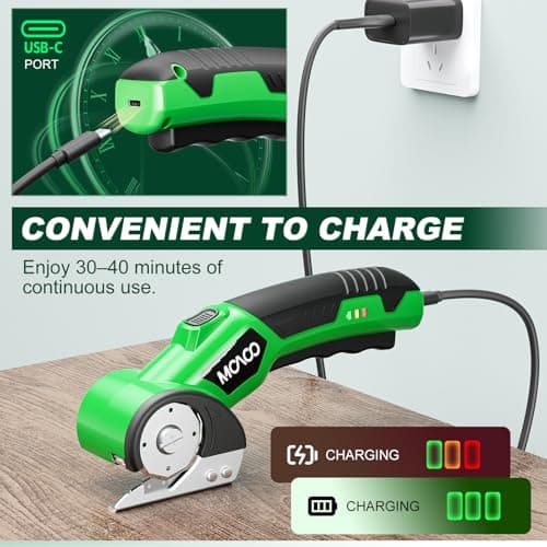 Cardboard Cutter, Rechargeable Cordless Electric Scissors, Upgrade 4V Electric Box Cutter with 2 Blades, Safety Lock & LED Light, Powerful Cutting for Cardboard Box, Plastic, Leather, Fabric - Thumbnail 6