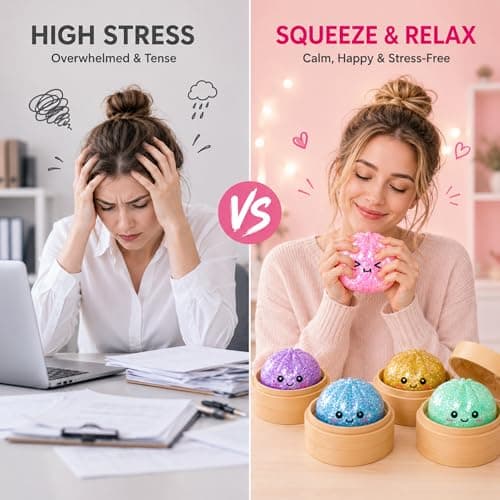 Glitter Green Dumpling Squishies, Shimmering Colorful Squishies Dumplings, Mystery Bao Bun Squishys with Steamer Box, Soft Squeeze Stretch Desk Toy for Stress Relief, Washable Fidget Sensory Tool - Thumbnail 6