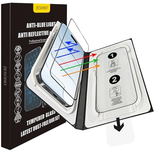 JESOHO Screen Protector for iPhone Air(6.5 inches) Blue Light Blocking, Anti-Reflective Shatterproof HD Tempered Glass with Easy Installation Tray,Touch Sensitive,9H,2 Pack - Image 1