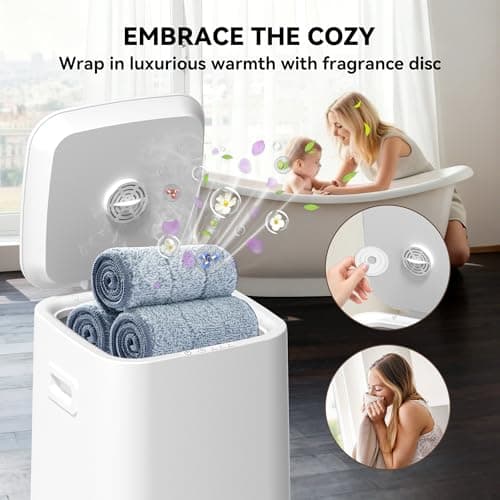 Large Towel Warmer for Bathroom, Unlimited Heating Heated Towel Warmers Bucket, Bath Blanket Warmers for SPA, Auto Shut Off, Fits Up to Two 40"X70" Oversized Towels, Bathrobes, Ideal Gifts -White - Thumbnail 4