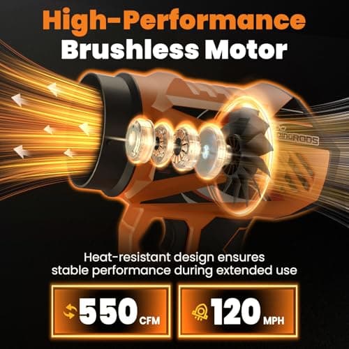 maXpeedingrods Cordless Leaf Blower, 550CFM Battery Leaf Blower with Charger, Infinitely Variable Speeds Lightweight Handheld, Leaf Blowers for Patio Cleaning, Car Water Blowing Leaves and Dust - Thumbnail 2
