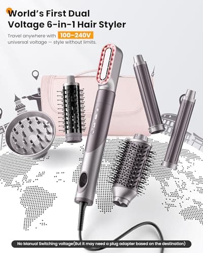 MESCOMB Infrared 6 in 1 Hot Air Styler Wrap - Dual Voltage Hair Dryer| Fast Drying & No Heat Damage, Professional Multi-Styler for Curling, Volumizing & Smooth Straightening (110V-240V) - Thumbnail 3