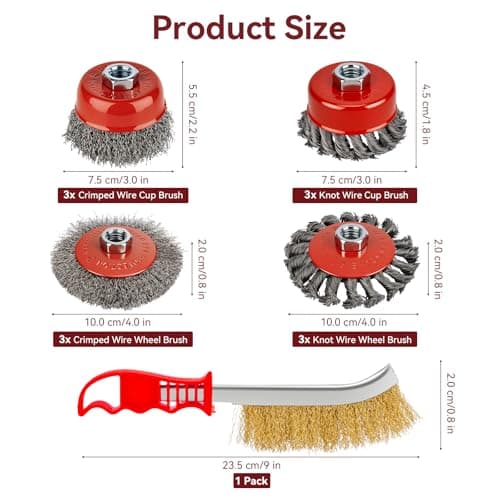 GRENTOOL Wire Wheel Brush for Angle Grinder 12Pack Set, Fit for 4-1/2" Angle Grinder, Heavy Duty Carbon Steel, 5/8"-11 Threaded Arbor, Knot Crimped Wheels Cup Brush for Rust Removal Polishing - Thumbnail 2