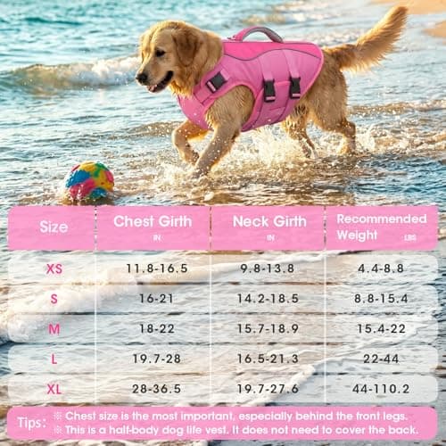 PETDSH Dog Life Jacket Small, High Flotation Dog Life Vest for Swimming Boating, Reflective Puppy Lifejacket with Superior Buoyancy and Rescue Handle, Adjustable Safety Dogs Floating Vests - Thumbnail 5