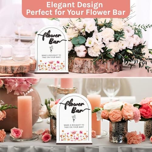 Stofinity Wooden Flower Bar Sign Bridal Shower Decor - Bloom Bar Sign Wedding Accessories For Reception, Bloom Bar Supplies for Wedding Table Decor - Thumbnail 4
