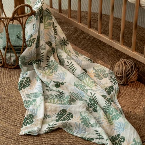 CIVARUA KIDS Muslin Swaddle Blankets for Newborn, 4 Pack Cotton Baby Blankets Neutral, Large 31.5 x 43.3 Breathable Soft Receiving Blanket, Essentials Swaddle Wrap Burping Clothes, Sage Green - Thumbnail 5