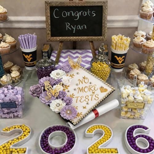 Mverse Graduation Cap Decorations 2026 - Purple Paper Flowers & Gold Butterfly for Grad Cap Topper - DIY Flower Stickers, Glitter Letters & Pearls for Crafts & Shadow Box - Thumbnail 5