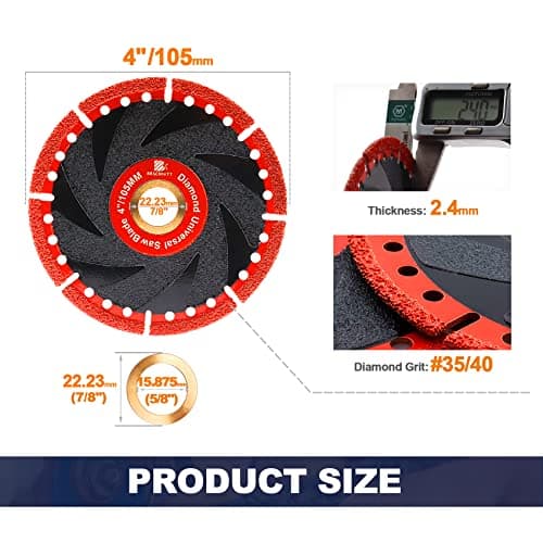 Metal Cutting Diamond Blade 4"- BRSCHNITT 105mm All-Purpose Diamond Saw Blade for Rebar Sheet Metal Angle Iron Stainless Steel Concrete. - Thumbnail 5
