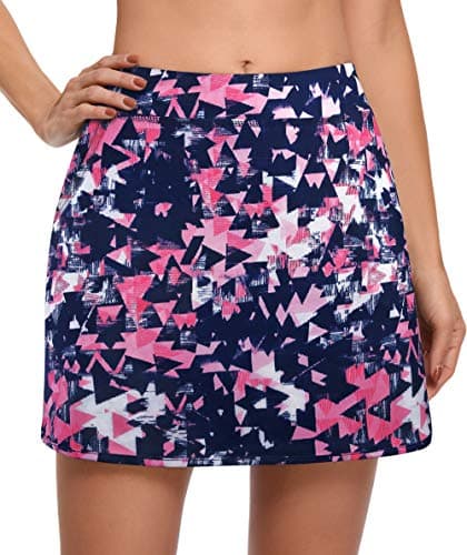CHICHO Athletic Skirt with Pockets,Junior Sport Skirts High Waist with Pockets Golf Skirts Breathable Tennis Skorts Stretch Athletic Skort Sun Protection Drawstring Homewear Medium Multicolor - Thumbnail 3