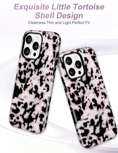 Aitipy Magnetic Little Tortoise Shell Phone Case for iPhone 13 Pro, Compatible with MagSafe, Cute White Aesthetic Leopard Print Soft TPU Hard PC Shockproof Protective Phone Cover for Women Girls - Thumbnail 3
