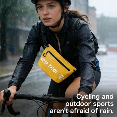 UOEPOWA Splash-proof and rain-resistant phone shoulder bag, perfect for keeping essentials dry during hiking, mountaineering, cycling, and travel. Casual and lightweight shoulder bag (Yellow) - Thumbnail 2