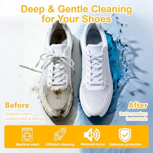 MURAEL Shoe Washing Machine Bag,Laundry Shoe Bag For Washer And Dryer,Shoe Washing Bag for Washing Machine, Shoe Cleaning Bag For All Shoe Types Reusable Shoe Washing Bag(Yellow 2pcs) - Thumbnail 6