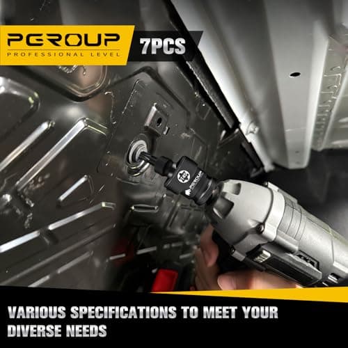 Pgroup 7PCS 3/8" Drive Universal Swivel Impact Torx Socket Set, T20-T50, CR-MO Wobble Star Sockets With Hanging Bracket for Dead Angles, Auto Repair, Mechanical Maintenance - Thumbnail 6