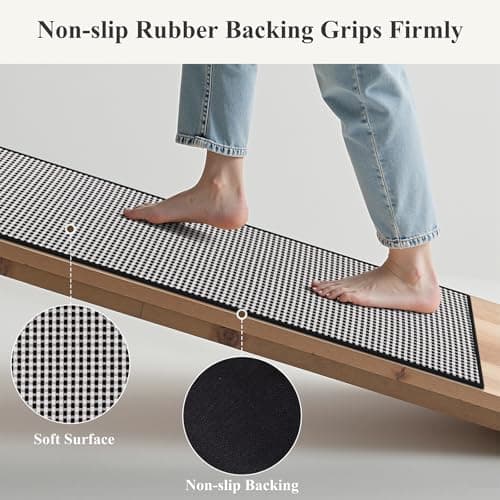 HEBE Kitchen Rugs Sets of 2 Non Slip Washable,20"x59"+20"x32" Cushioned Rubber Kitchen Mats for Floor,Stain Resistant Kitchen Carpet Runner Rug for Hallways, Front of Sink, Laundry - Thumbnail 5