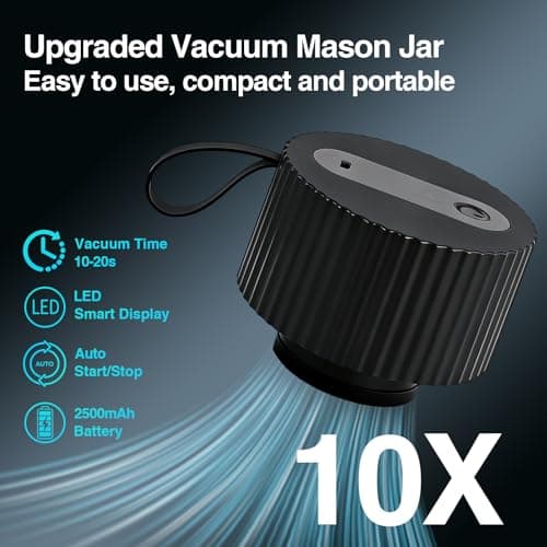 Electric Mason Jar Vacuum Sealer kit 3-in-1 Portable Vacuum Sealing for Jars Lids, Bags & Containers | Ideal for Fresh Produce, Dry Foods, Meats & Meal Prep (Black) - Thumbnail 3