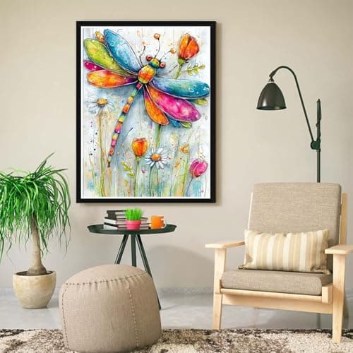 ijbnhd Diamond Art Kits for Adults - Dragonfly Diamond Painting Kits for Adults, 5D Dragonfly DIY Full Drill Gem Art Crafts for Home Wall Decor 12x16inch - Thumbnail 4