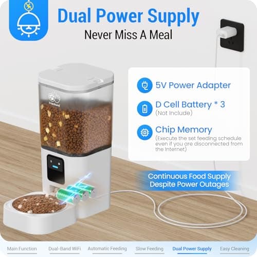 Automatic Cat Feeder with 5G WiFi: Automatic Dog Feeder with Slow Feed & Smart APP Control, 7L Timed Auto Cat Food Dispenser with Alexa for Pets, Detachable for Easy Cleaning - 29 Cups - Thumbnail 6