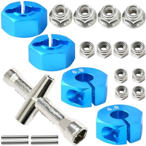 Fraizoe RC Aluminum 12mm Hex Wheel Hub 4Pcs w/Axle Pin M4 Flange Lock Nut Standard M3 M4 Nut 6mm Thickness Wheel Drive Adapter for 1/10 Traxxas HSP Redcat Rc4wd Tamiya Axial SCX10 WLtoy RC Car(25Pcs) - Image 1